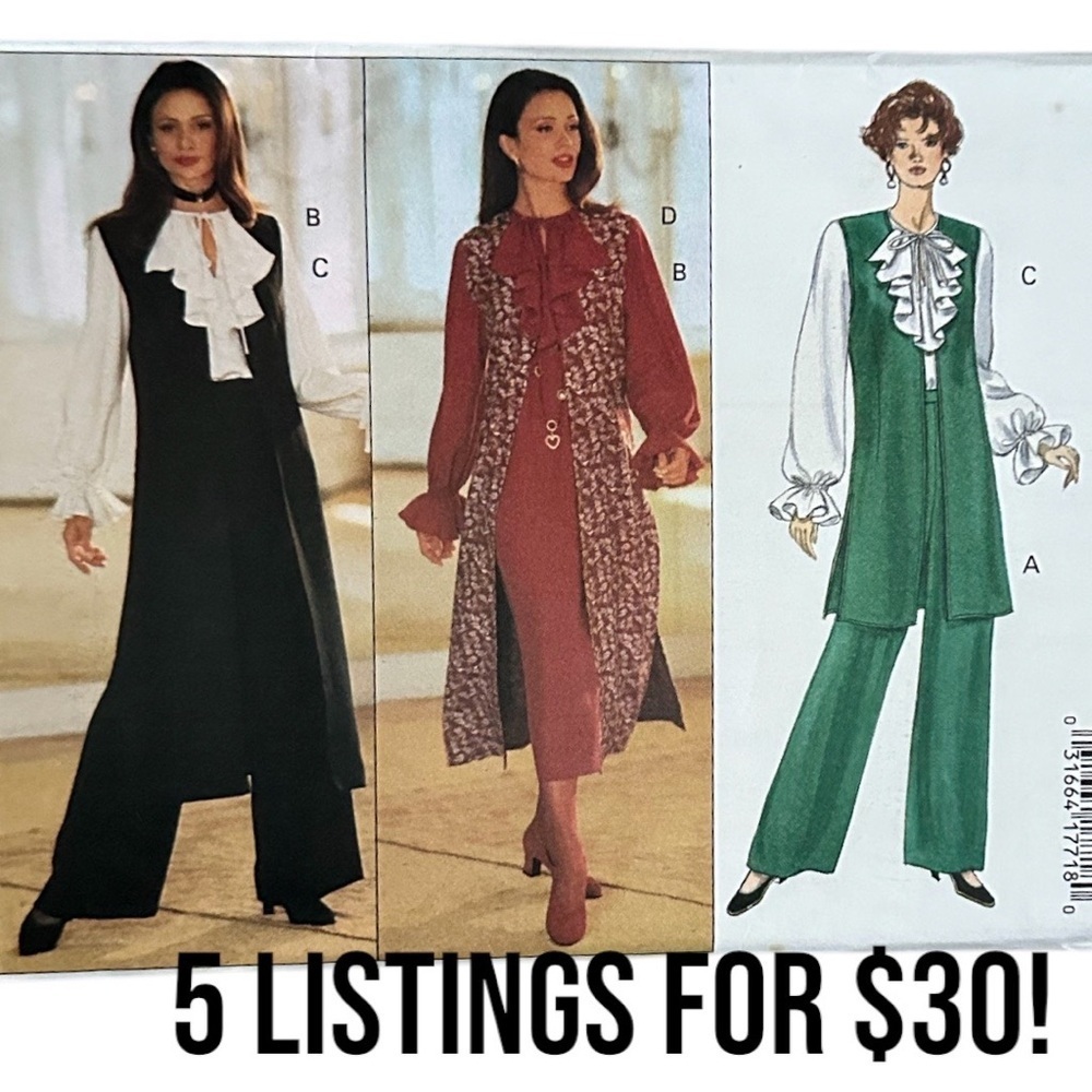 Vintage Butterick 3112 Misses Vest, Dress, Blouse & Pants Pattern Sizes 18-22